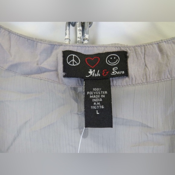 Ash & Sara Women’s embellished sheer Grey boho blouse top w/ties Sizes SM-3X NWT - Picture 4 of 10